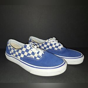 Vans Classic White/Blue Checkerboard Sneakers